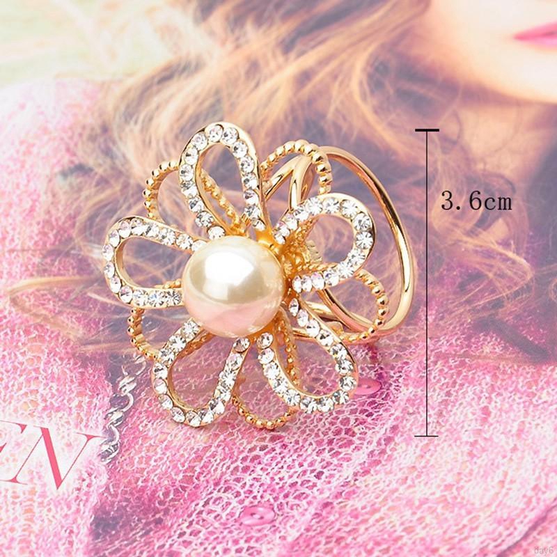 Kẹp cài khăn quàng cổ thiết kế hình hoa có đính đá lấp lánh sang trọng thanh lịch