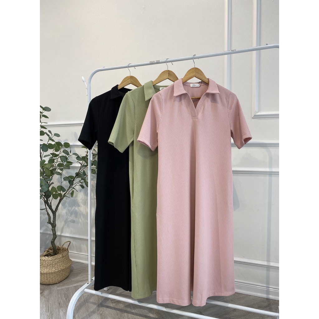 Váy bầu Rika Dress cổ polo dáng basic dễ mix match đồ thiết kế bởi LAMME