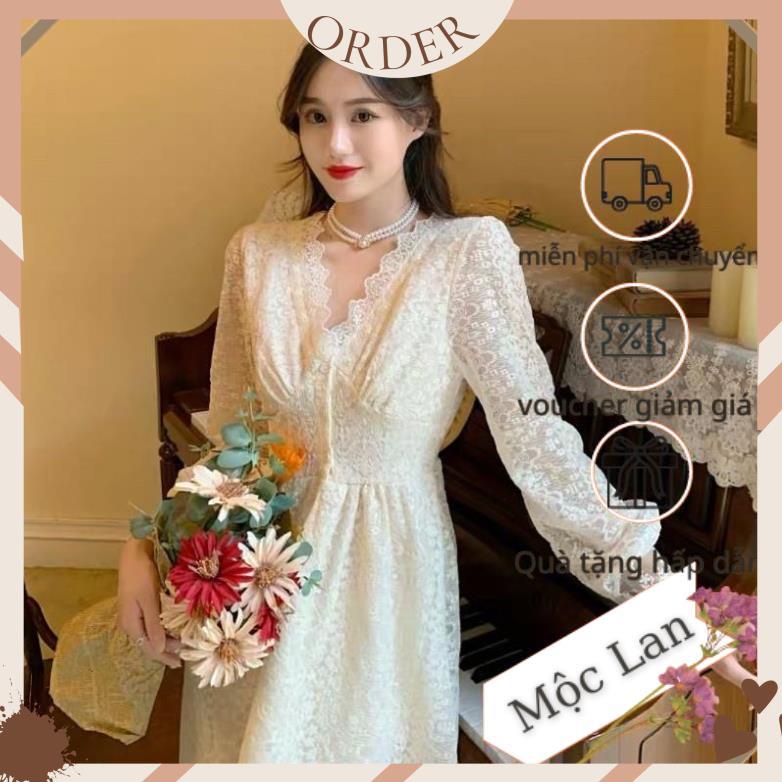 (MộcLan ORDER) Đầm ulzzang công chúa ren xoè 2 lớp cổ V cao cấp dáng dài|váy ren thiết kế tiểu thư sang chảnh | BigBuy360 - bigbuy360.vn