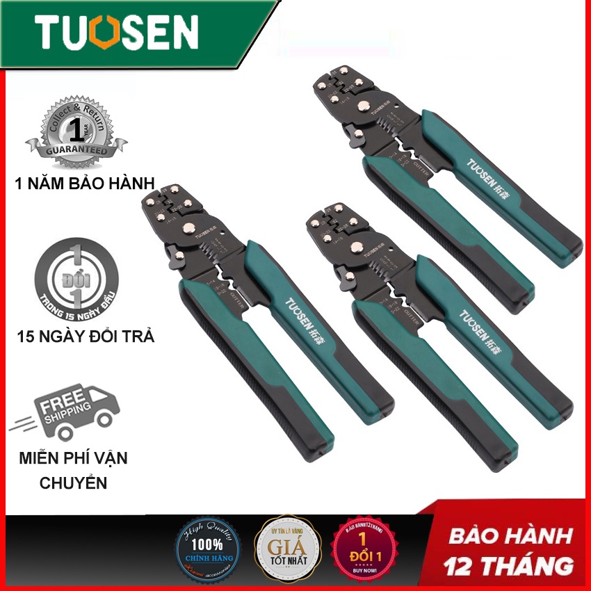 Kềm tuốt dây điện 8inch, kìm tước tước dây điện 8inch, kềm bấm cos đa năng 11475 TUOSEN / Tuo Sen