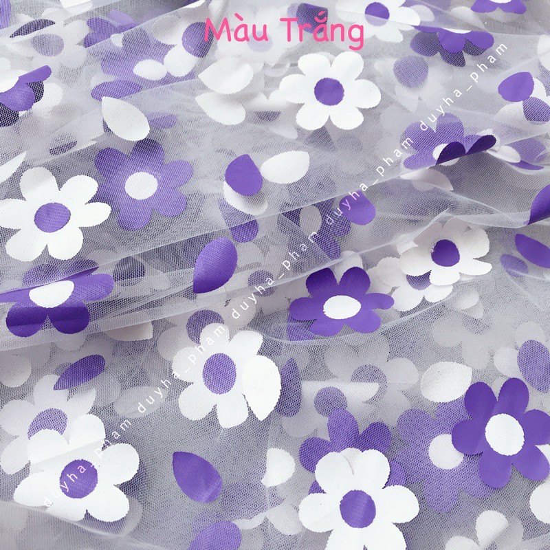 VẢI LƯỚI HOA MAI NHUỴ TÍM