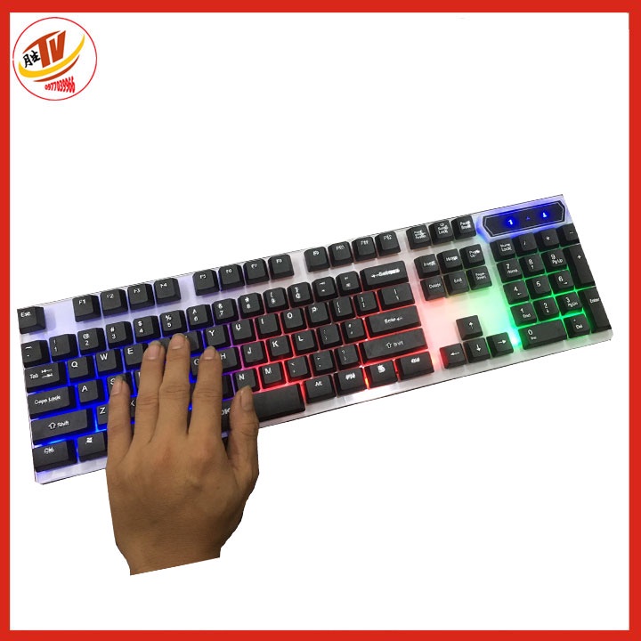 bàn Phím và Chuột máy tính Văn Phòng chơi games giả cơ có led 7 mầu dùng cho pc laptop