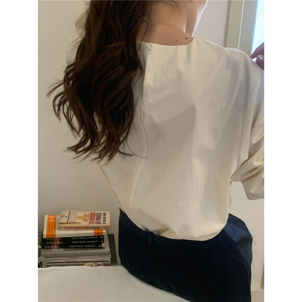 61213 Kink Thiết Kế Áo Sơ Mi Cổ Tròn Dài Tay Rộng Rãi