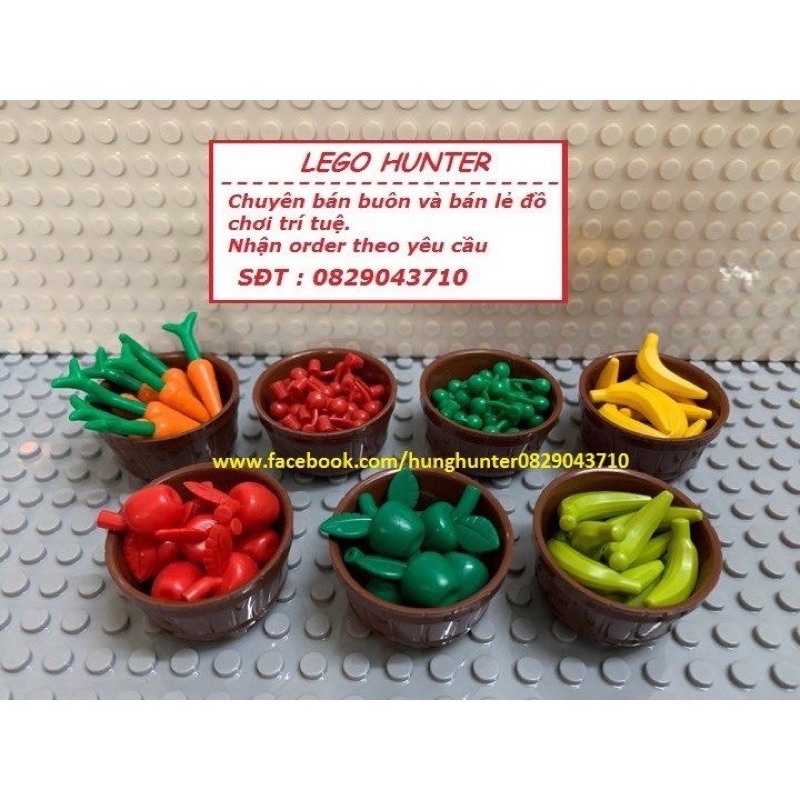 Non lego phụ kiện minifigures : Các loại hoa quả trái cây táo cam chuối cherry củ cải củ cà rốt