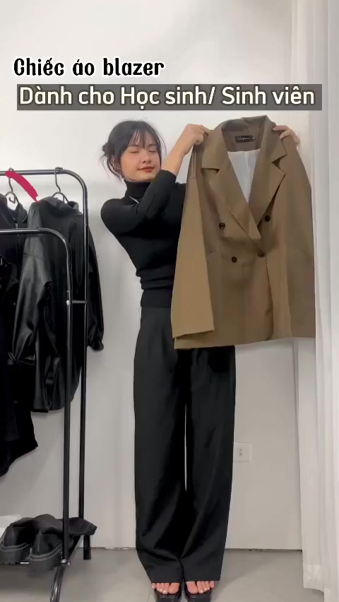 Áo khoác Blazer nữ dáng dài form rộng màu trơn vải 2 lớp dày dặn phong cách Hàn Quốc - traitimmuathua9 | BigBuy360 - bigbuy360.vn