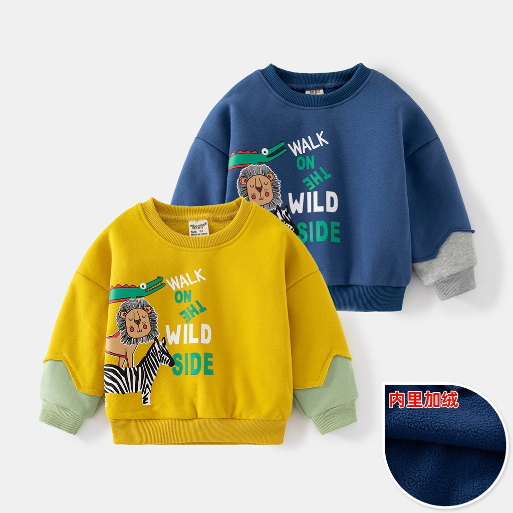 Áo nỉ lông bé trai hãng WELLKIDS - Áo nỉ lót lông trẻ em Kunkids
