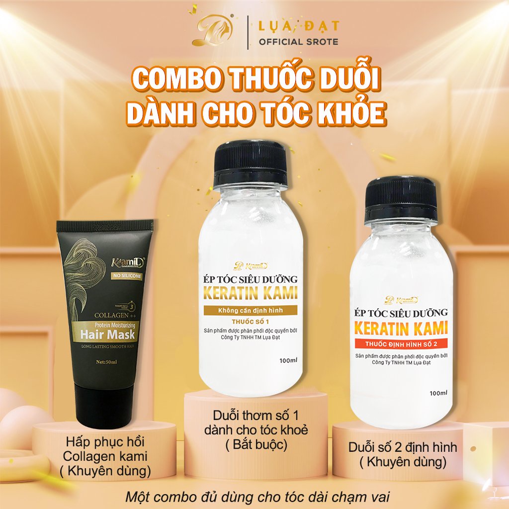 Combo thuốc ép tóc phục hồi chính hãng KAMI,thuốc duỗi tóc siêu dưỡng tại nhà không cần nhiệt (Size nhỏ)