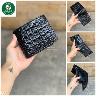 Ví 2 Mặt Da Cá Sấu Gai Lưng Màu Đen
