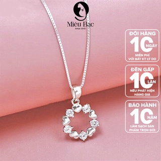 Dây chuyền bạc nữ tròn trái tim đính đá trắng bạc 925 thời trang phụ kiện trang sức nữ Miêu Bạc D400800