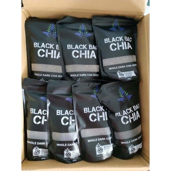 Hạt Chia Úc Organic Black Whole Chia Seed Túi 500g-Hạt Chia Đen Hữu Cơ Giàu Omega 3-Tốt Cho Sức Khoẻ