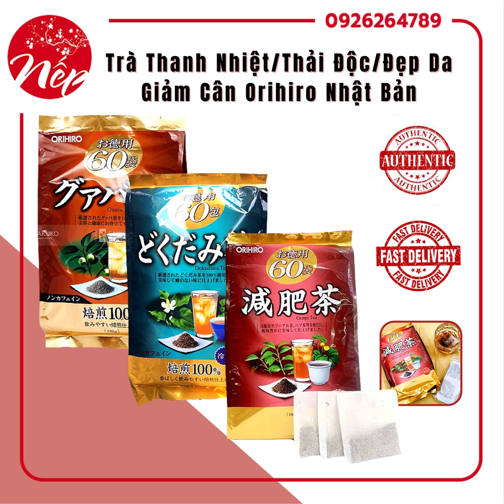 Trà Giảm Cân Lá Ổi/ Diếp cá/ Genpi Orihiro 60 gói x 3g Thanh Lọc Cơ Thể (Date: 20225)