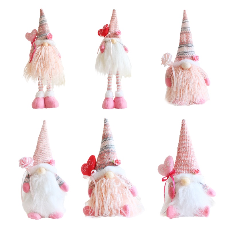 Mô Hình Gnomes Dwarf Nhồi Bông Hoa Hồng Trái Tim Scandinavian Tomte Elf Trang Trí Ngày Valentines
