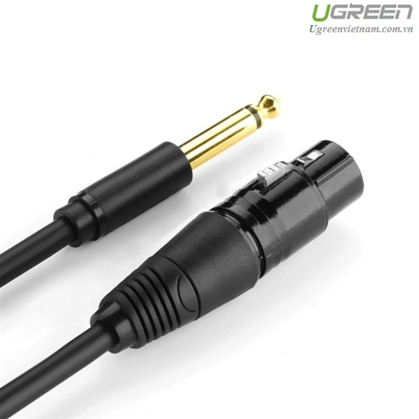 Cáp Micro Karaoke dài 3m cao cấp: Audio 6.35mm sang Canon (XLR) Ugreen 20720 - hàng chính hãng
