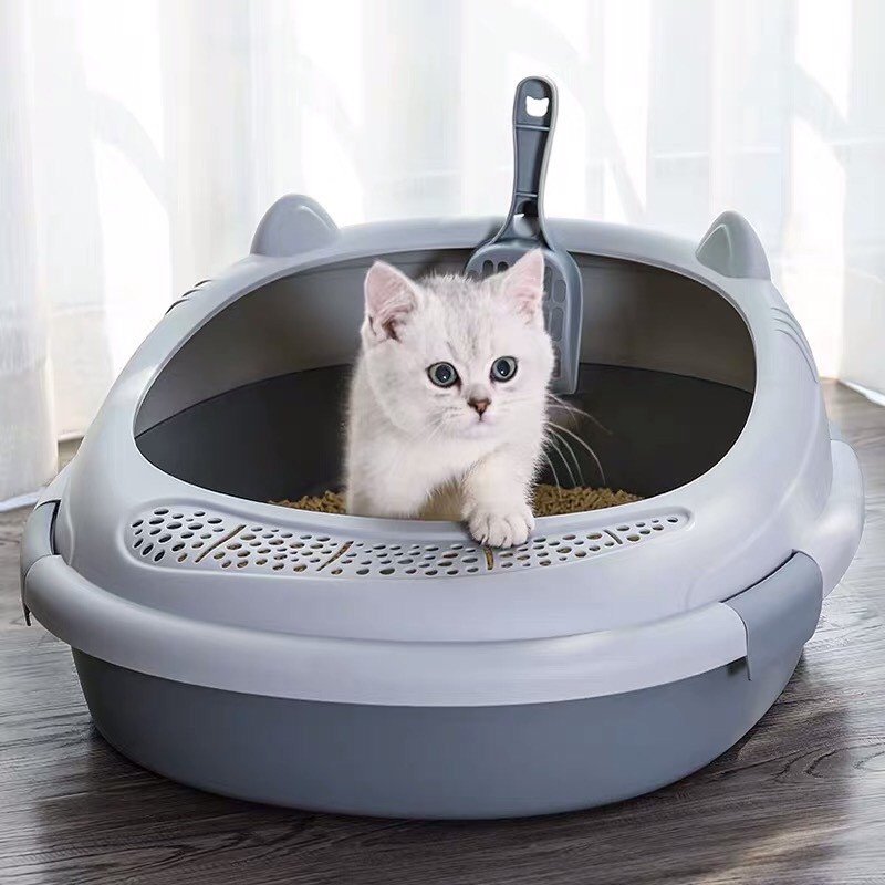 (Tặng kèm xẻng) Khay vệ sinh hình tai mèo