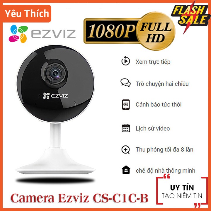 Camera Wifi Mini Ezviz CS-C1C-B 1080P Chuẩn Nén H265 Đàm Thoại 2 Chiều Tích Hợp Chế Độ Nhà Thông Minh