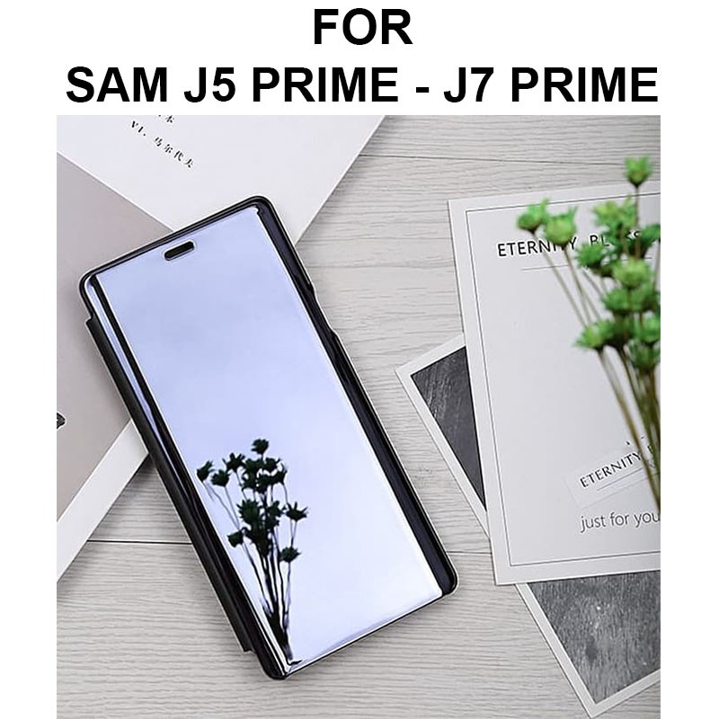 Bao Da Điện Thoại Nắp Lật Tráng Gương Tự Động Bật Tắt Cho Samsung J5 J7 Prime