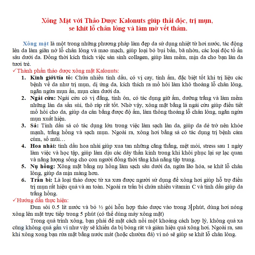 Thảo dược xông mặt