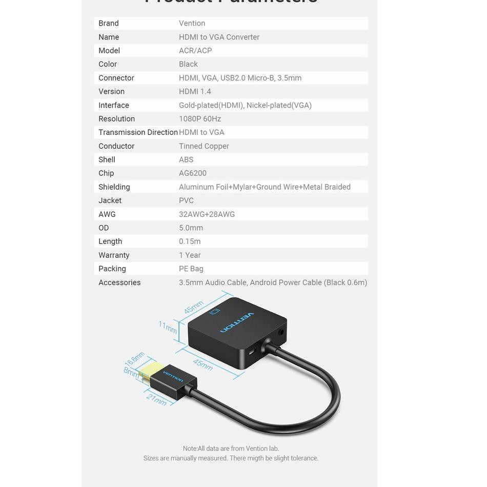 VENTION Đầu Chuyển Đổi Hdmi Sang Vga Chuyên Dụng | BigBuy360 - bigbuy360.vn
