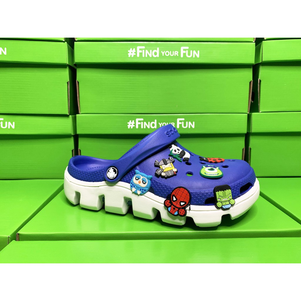 BN Dép cross cá, răng cưa Freeship dép cross Xanh Biển Đế trắng tặng 12 sticker cross [ Fullbox cros