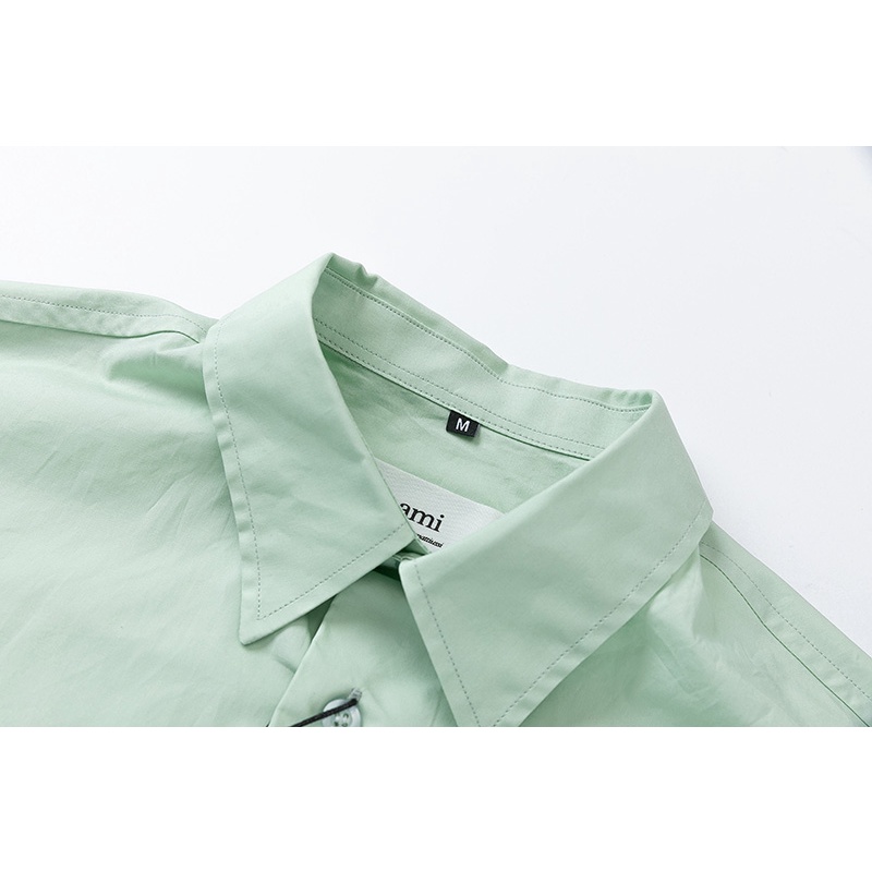 Áo Sơ Mi Màu Trơn Mô Phỏng Vải Tencel Unisex