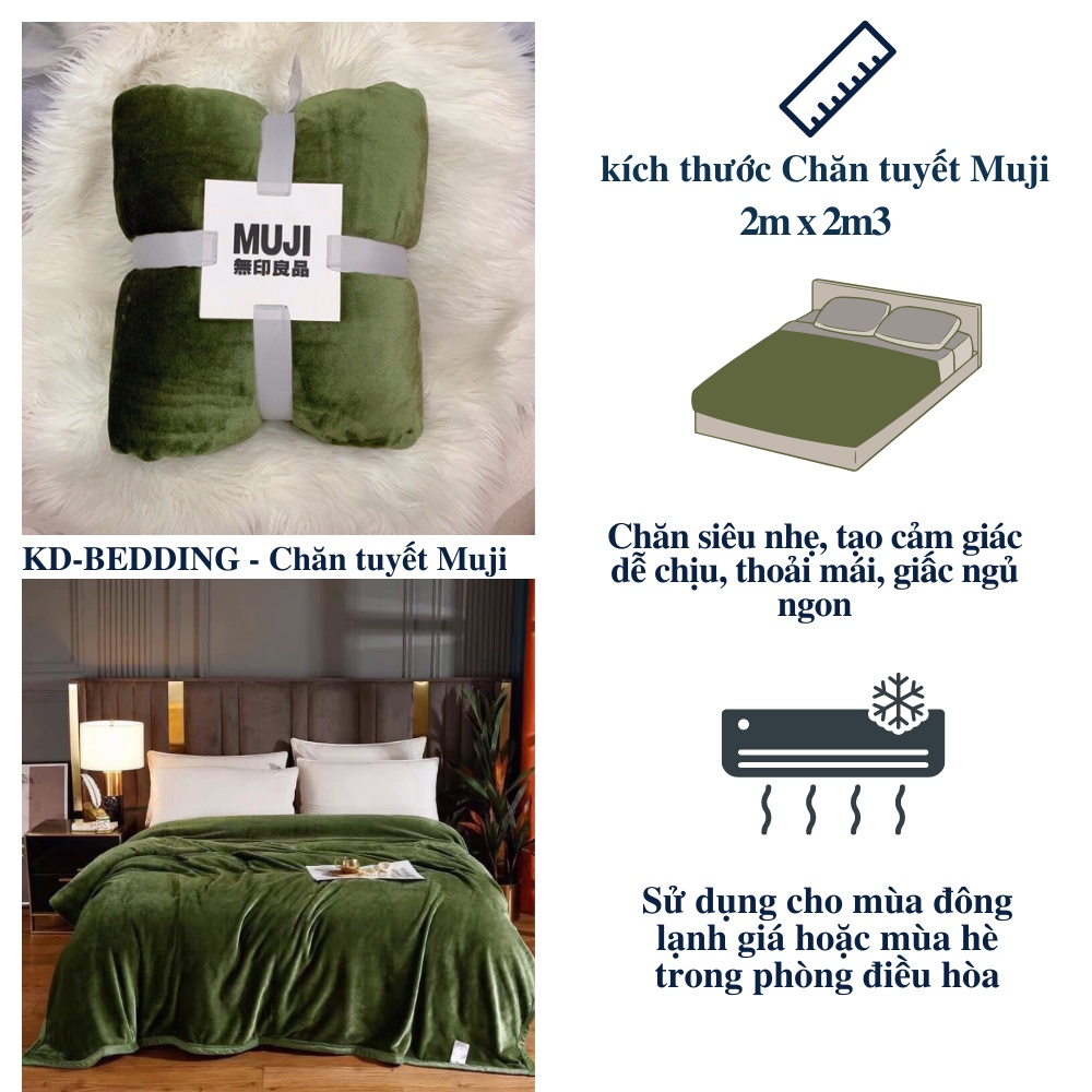 Chăn lông nhung tuyết Muji cao cấp xuất nhật. Chăn hè thu siêu mềm mại KD BEDDING kích thước 2m x 2m3