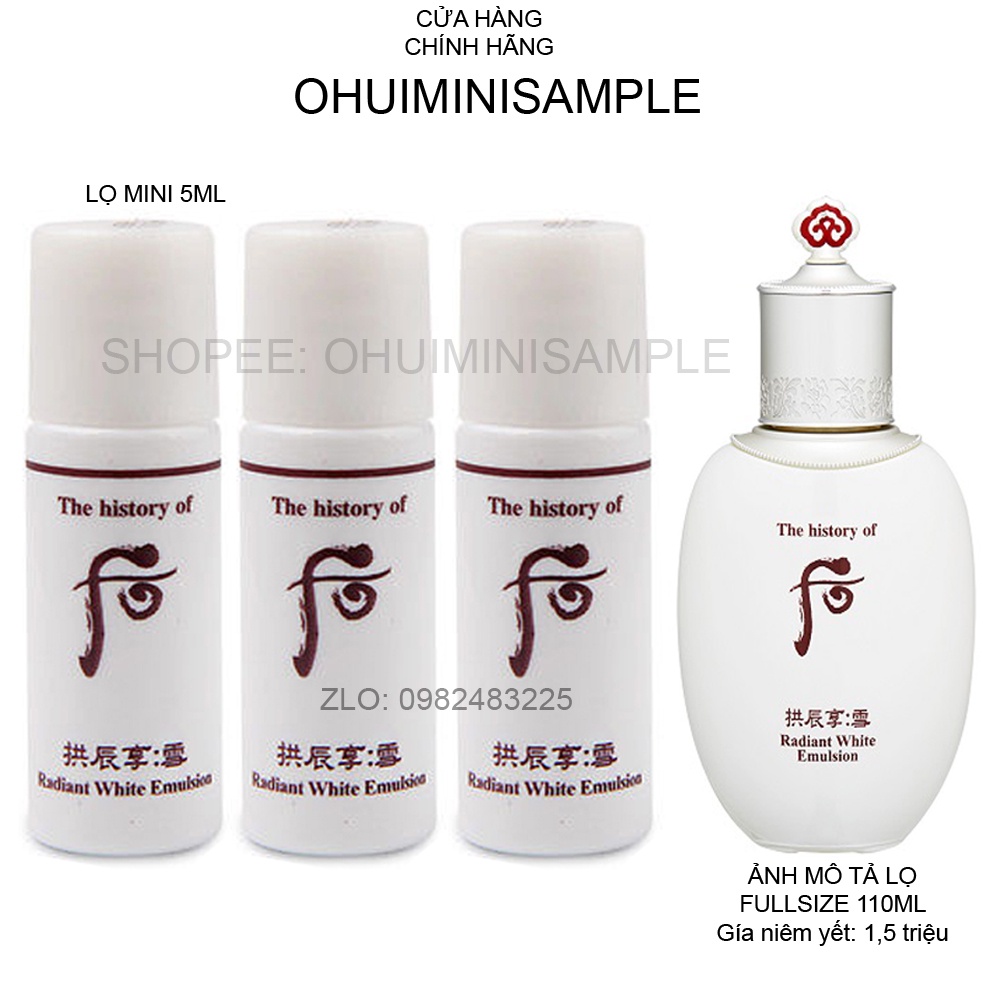 [Mini 5Ml] Lọ Sữa Dương Whoo Trắng Chuyên Dưỡng Trắng Và Làm Mờ Sạm Nám - Whoo Gongjinhyang Seol Radiant White Emulsion