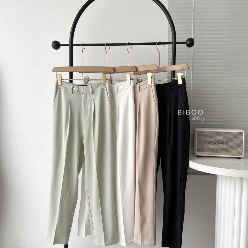 BIBOO - Quần tây dài xếp ly baggy nữ lưng cao ống suông tôn dáng BAGGY PANTS