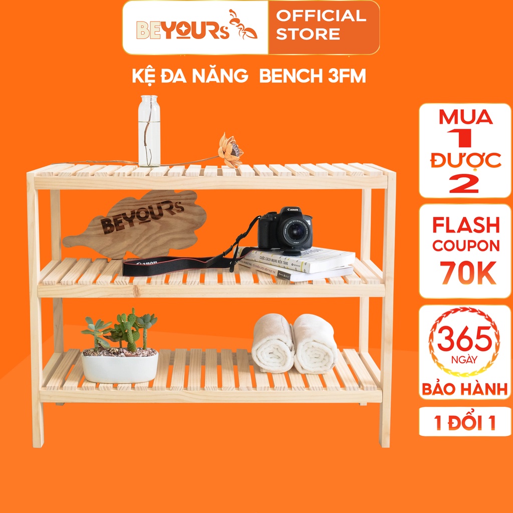 Kệ Đa Năng Bằng Gỗ BEYOURs Bench 3FM Để Sách Giày Dép Đựng Đồ Dễ Dàng Lắp Ráp Phòng Khách, Phòng Ngủ