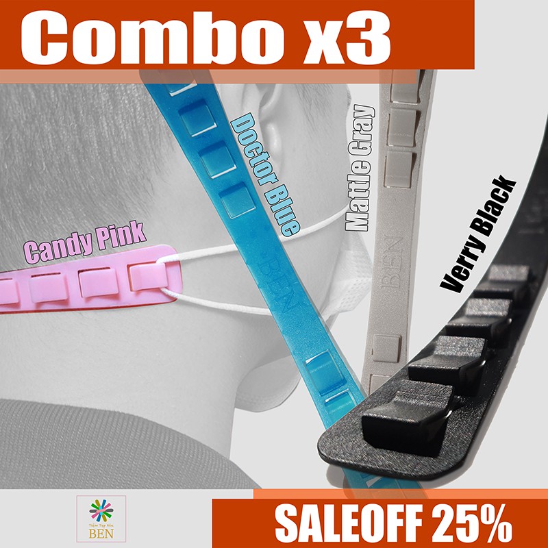 COMBOx3 - Đai đeo khẩu trang CHỐNG ĐAU TAI RẺ VÔ ĐỊCH - BEN STRAP