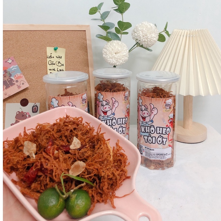 Khô heo cháy tỏi loại 1  - 300gr | Ăn Vặt Cậu Ba | freeship