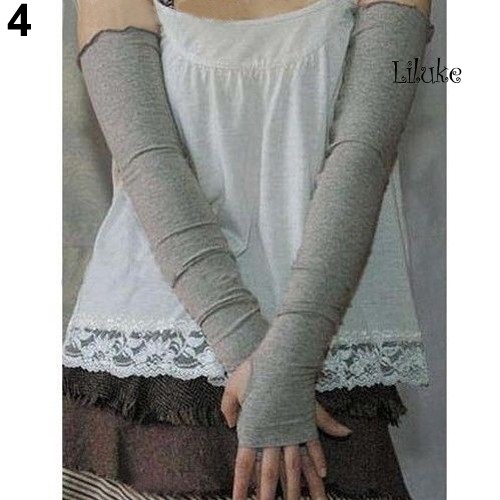 Găng Tay Cotton Dài Hở Ngón Chống Nắng Và Tia UV Thời Trang Cho Nữ