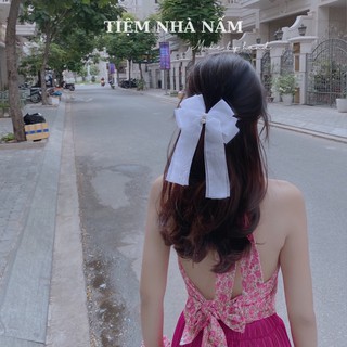 🎀 KẸP TÓC NƠ VOAN TIỂU THƯ DÀI PHỐI HẠT - [ Nhà Nấm handmade]
