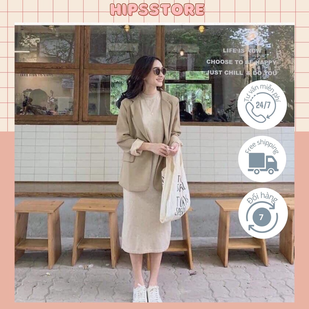 Áo Blazer Hàn Quốc Vest 2 Lớp Túi Ngực Áo Blazer Nữ tay Dáng Rộng Chất Đẹp 2 Màu - Hipsstore