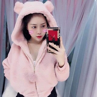 Áo lông tai gấu siêu cute c641