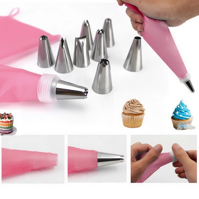 Bộ 50 Dụng Cụ Trang Trí Bánh Kem Bằng Thép Không Gỉ Có Thể Tái Sử Dụng