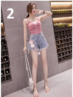 [Hàng oder 10-15 ngày về] Quần short jeans hoa 3D