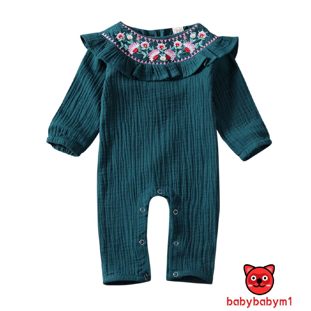 Jumpsuit Tay Loe Thêu Hoa Thời Trang Dành Cho Nữ 0-18 Tháng Tuổi