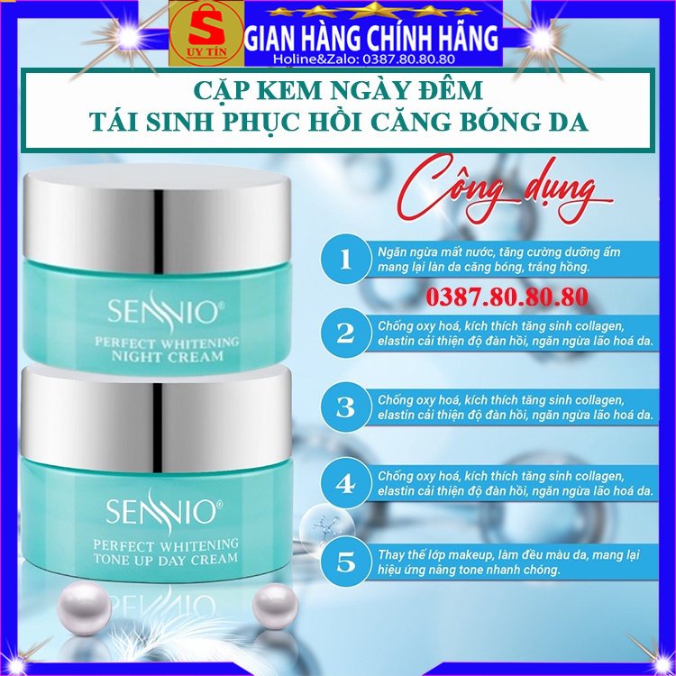 Kem tái sinh phục hồi dưỡng trắng căng bóng da mặt cổ loại tốt chính hãng Sennio hàn quốc ban ngày đêm cho nam nữ bà bầu