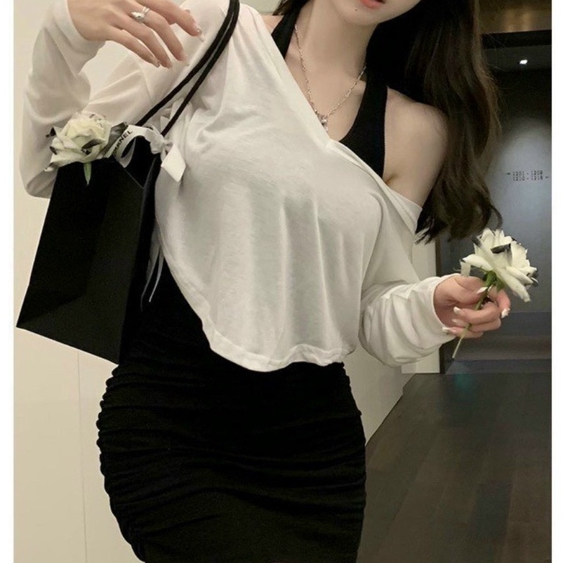 Set đầm ôm body cổ yếm kèm khoác croptop đầm váy nữ cực sexy tôn dáng cho nàng đi chơi dạo phố dự tiệc đầm body tôn dáng