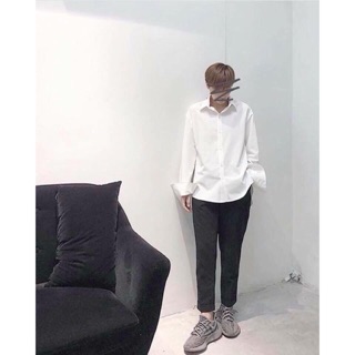 Áo SƠMI TRƠN Dài Tay Basic Unisex (trắng, đen)