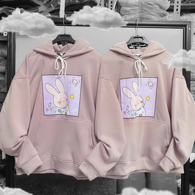 Áo Hoodie Nỉ Lót Bông Thỏ Unisex