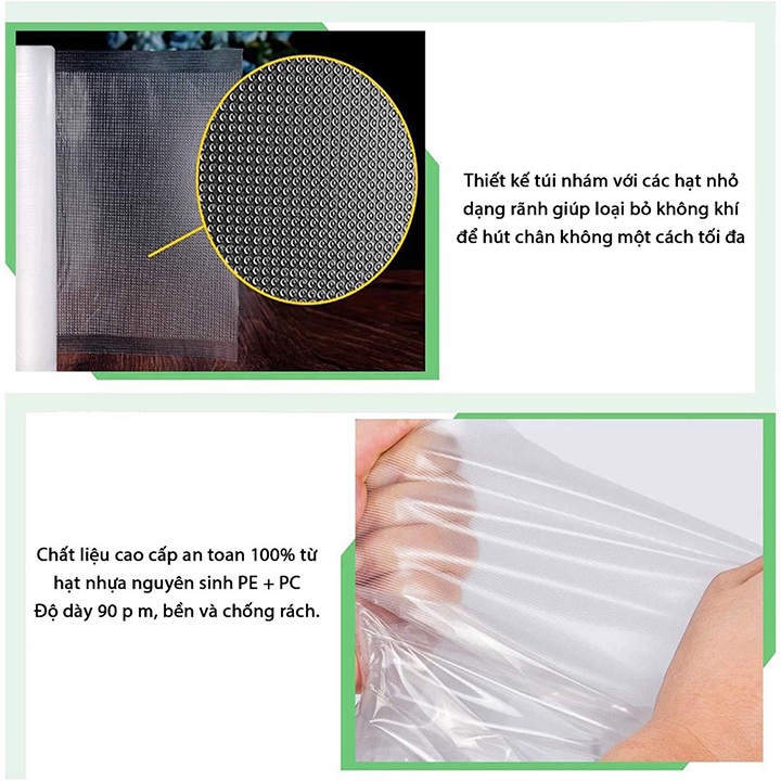 ❤️FREESHIP❤️túi hút chân không một mặt nhám nhiều kích thước - cuộn dài 5m hoặc combo túi lẻ