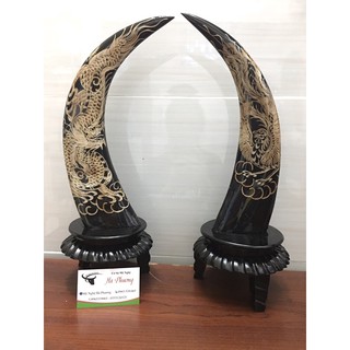 Thủ công mỹ nghệ Sừng, cặp sừng chạm sang trọng và tinh tế