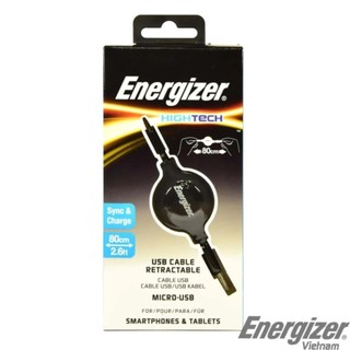[Freeship toàn quốc từ 50k] Cáp Rút Energizer Micro USB 80cm (Đen) cho Android