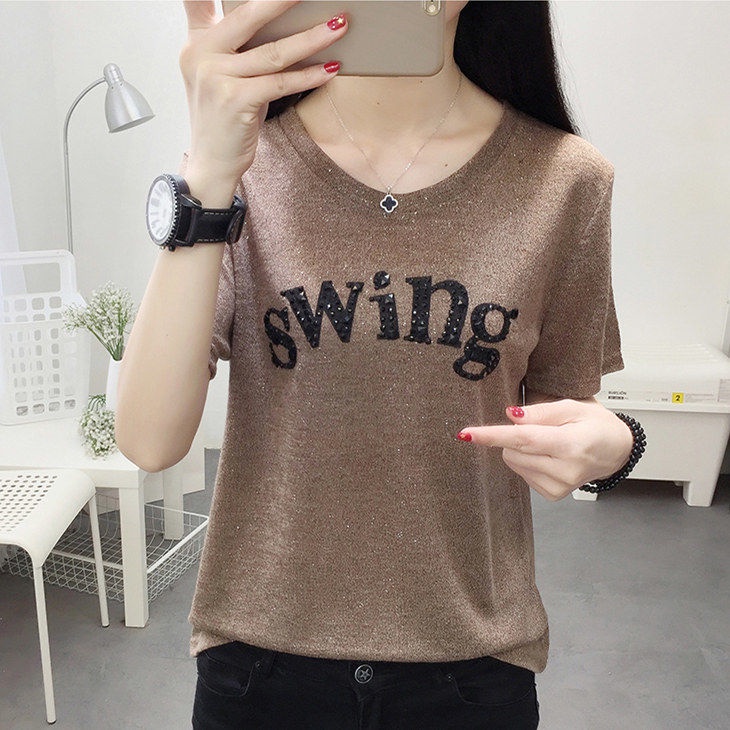 Áothun tay ngắn chất liệu lụa lạnh có size lớn dành cho phụ nữ trung niên