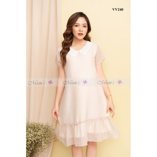 ĐẦM BẦU 🚛 FREESHIP 🚛 Váy voan nude cổ ren đuôi bánh bèo