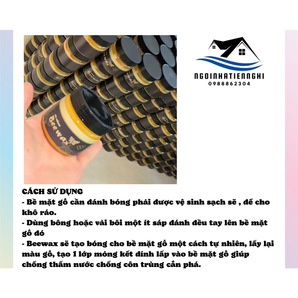 Sáp Ong Beewax Tự Nhiên Đánh Bóng Đồ Gỗ Bàn Ghế Tủ Sàn tiện dụng