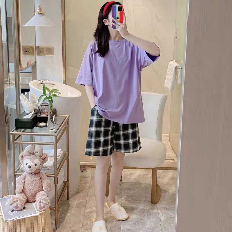 Bộ ngủ Bigsize nữ trơn cotton đồ mặc nhà mềm mại co giãn BC23