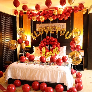 SET 5c Bóng tròn đỏ ruby đậm đỏ rượu 2 lớp size 10"