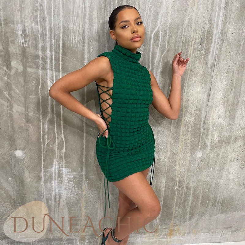 DUNEA Đầm XòE SáT NáCh Ren Hoa, Cổ Cao DàNh Cho Nữ